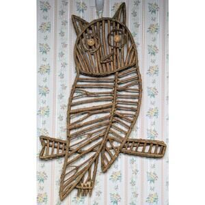 Vtg Bentwood Owl Wall Hanging Art MCM 60s Rustic Cottage Bohemian Wood Bird RARE